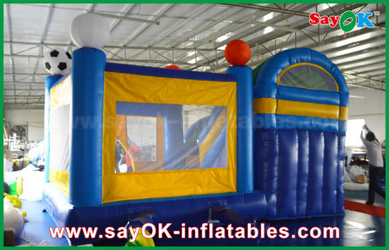 Small 4x3m Inflatable PVC Bounce Castle Slider With Football Decoratiionn
