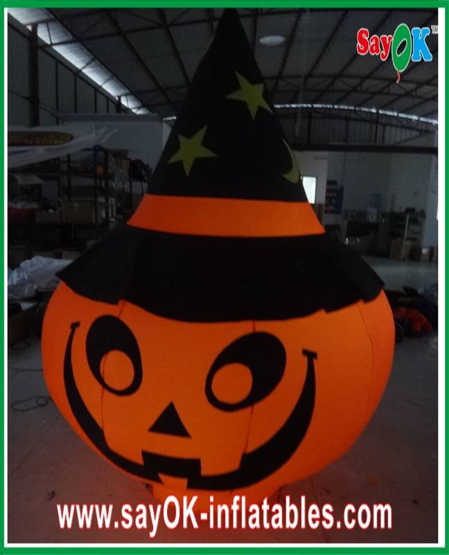 Durable Large Inflatable Pumpkin Decoration With Led Lighting Orange