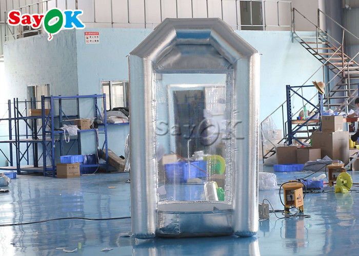 1.5m/5ft Silver Cube Inflatable Money Cash Booth Machine For Company Opening
