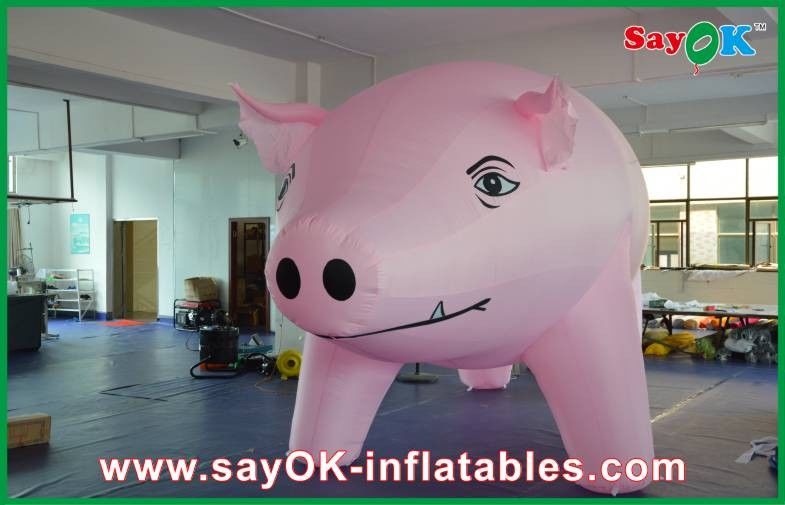 Giant Pink Inflatable Pig Cartoon Customized For Advertising