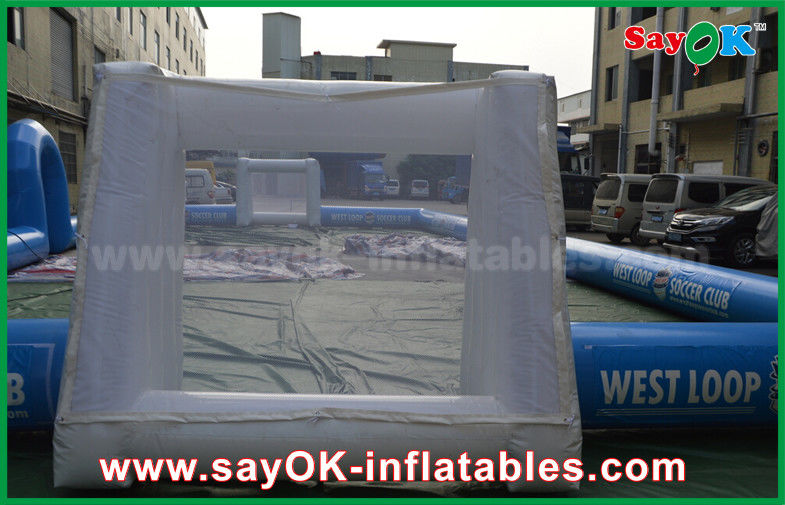Inflatable Football Toss Game Blue Inflatable Football Field Areas Playground Commercial Grade With Print