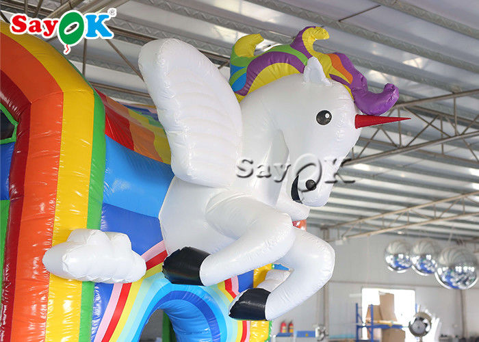 Outdoor Playground Pvc Rainbow Inflatable Unicorn Bouncy Castle