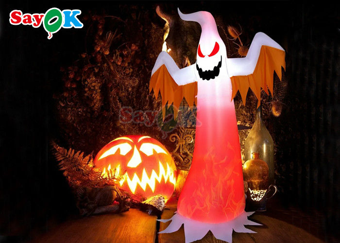 LED Decoration Inflatable Ghost Halloween White With Red Eyes