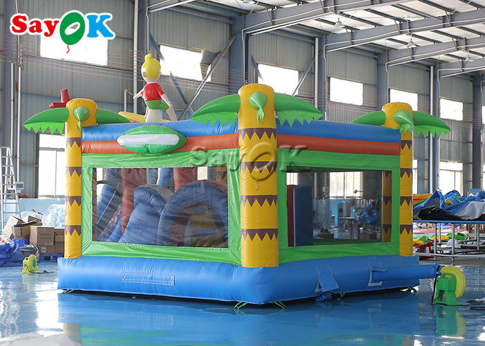 Palm Tree Inflatable Jumping Castle With Surf Boy Tropical Slide
